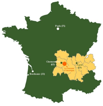 Carte de situation La Toscane d'Auvergne